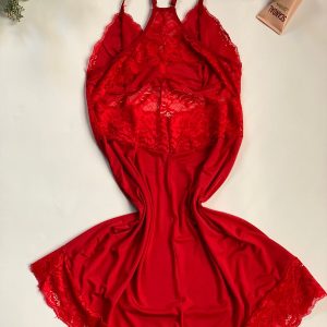 Lingerie vermelho com detalhes de renda (T: M)